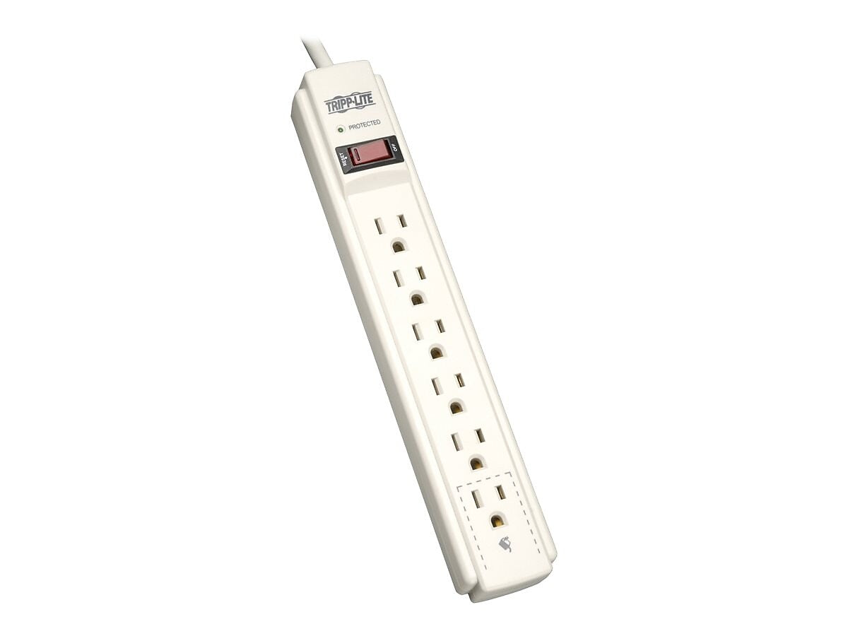 Tripp Lite Protect It! 6-Outlet Surge Protector, 4' Cord, Light Gray (TRPTLP604)