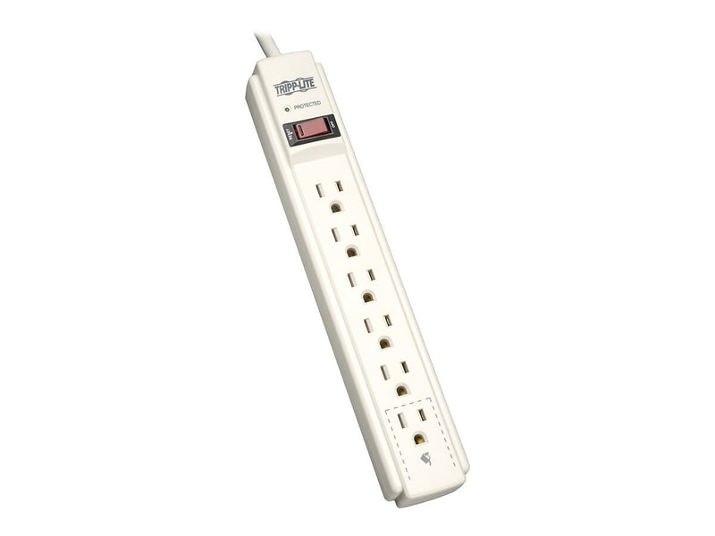 Tripp Lite Protect It! 6-Outlet Surge Protector, 4' Cord, Light Gray (TRPTLP604)