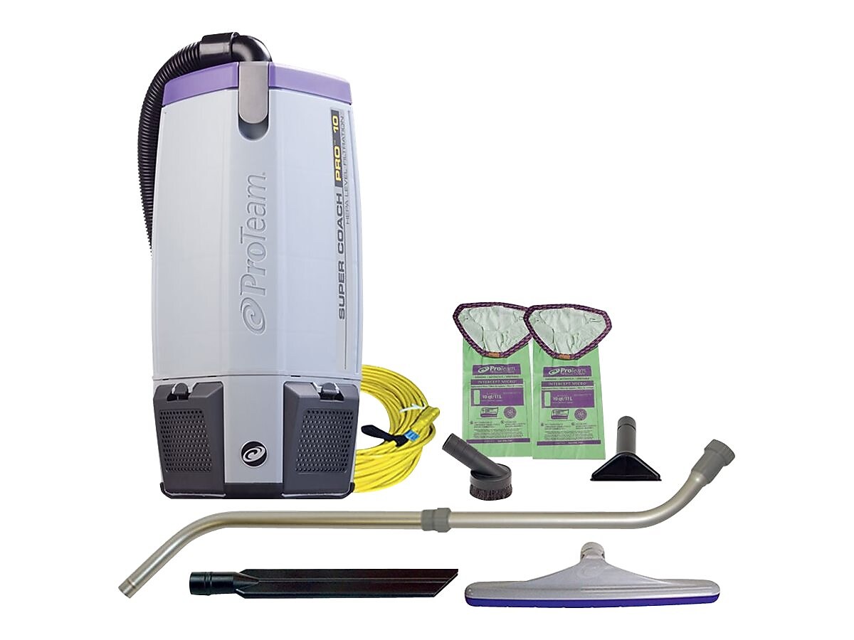 ProTeam Super Coach Pro 10 Backpack Vacuum w/Telescoping Wand, Gray/Purple (107303)