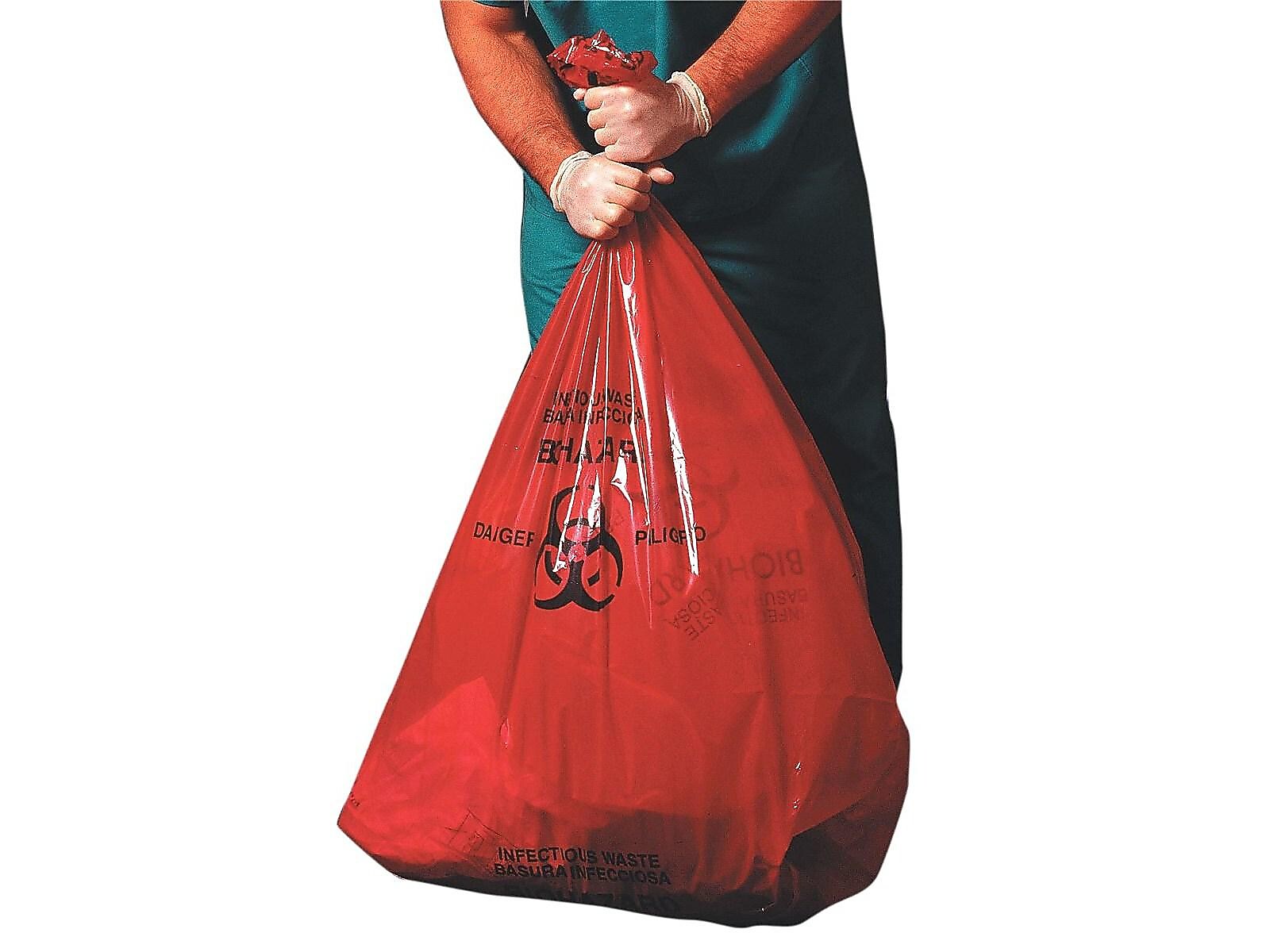 Heritage 10 Gal. Biohazard Liners, Red, 23"L x 24"W, 500/Carton (A4823PR)