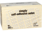 Simply Notes, 3" x 3", Yellow, 100 Sheet/Pad, 18 Pads/Pack (MMM654918PK)