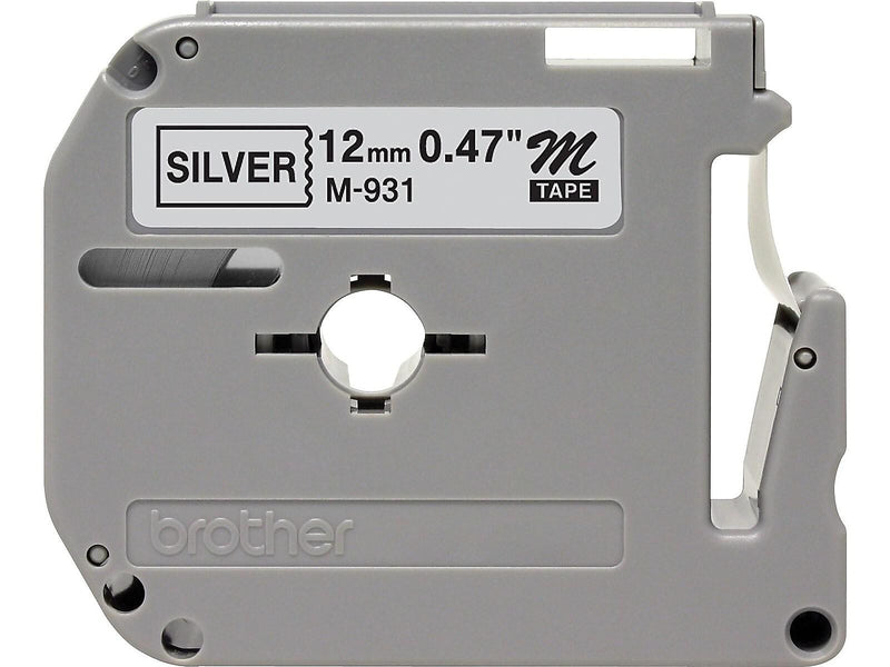 Brother P-touch M-931 Label Maker Tape, 1/2" x 26-2/10', Black on Silver (M-931)