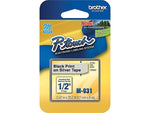 Brother P-touch M-931 Label Maker Tape, 1/2" x 26-2/10', Black on Silver (M-931)
