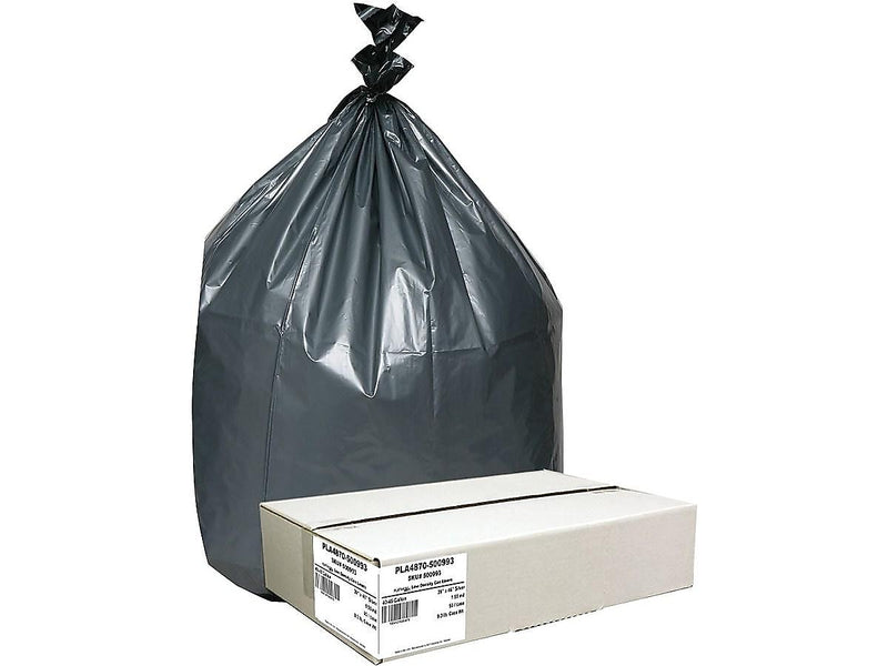 Berry Global Platinum Plus 45 Gallon Industrial Trash Bag, 39" x 46", Low Density, 1.55 mil, Gray, 50 Bags/Box (PLA4870)