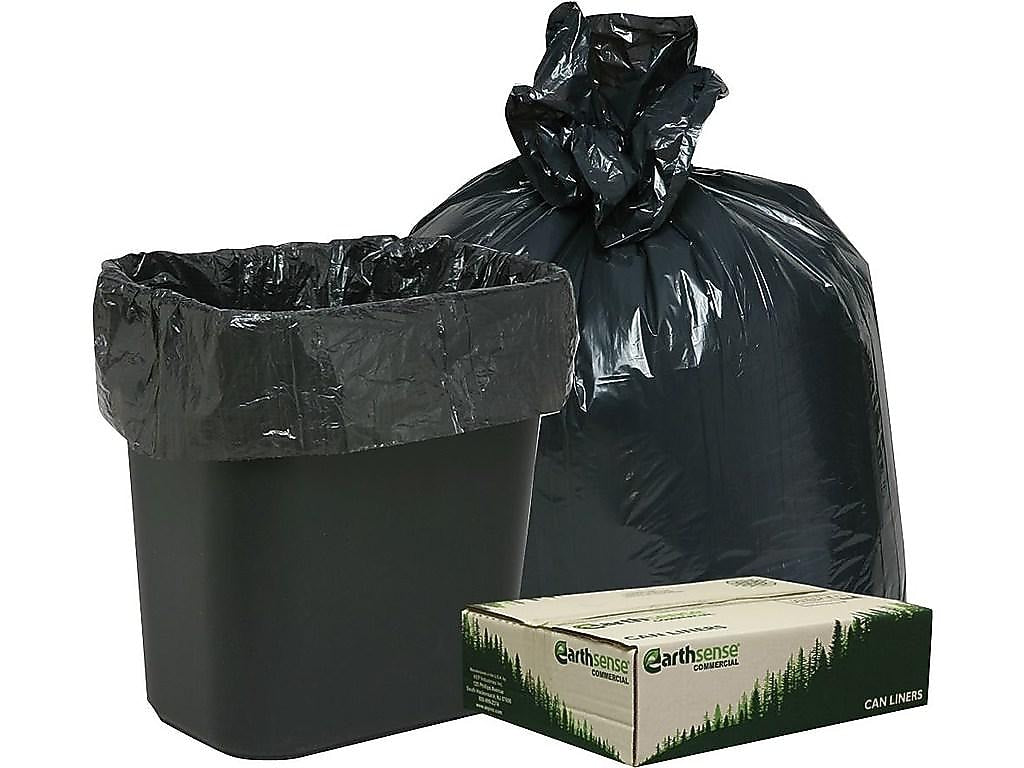 Earthsense Commercial Recycled Trash Bags, 7-10 Gallon, Black, 500 Bags/Box (RNW2410-538892)