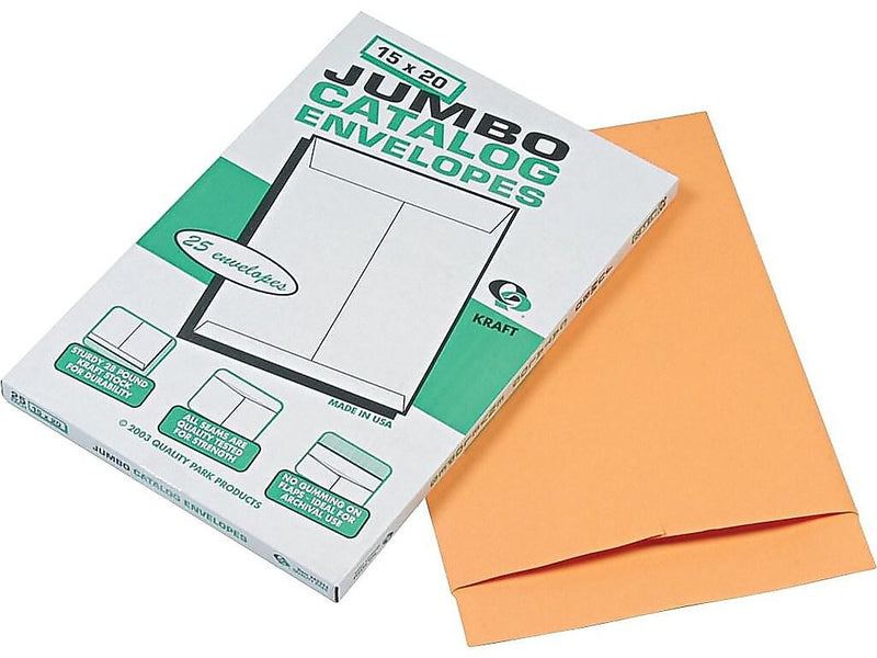 Quality Park Open End Kraft Catalog Envelopes, 15" x 20", Brown Kraft, 25/Box (QUA42355)