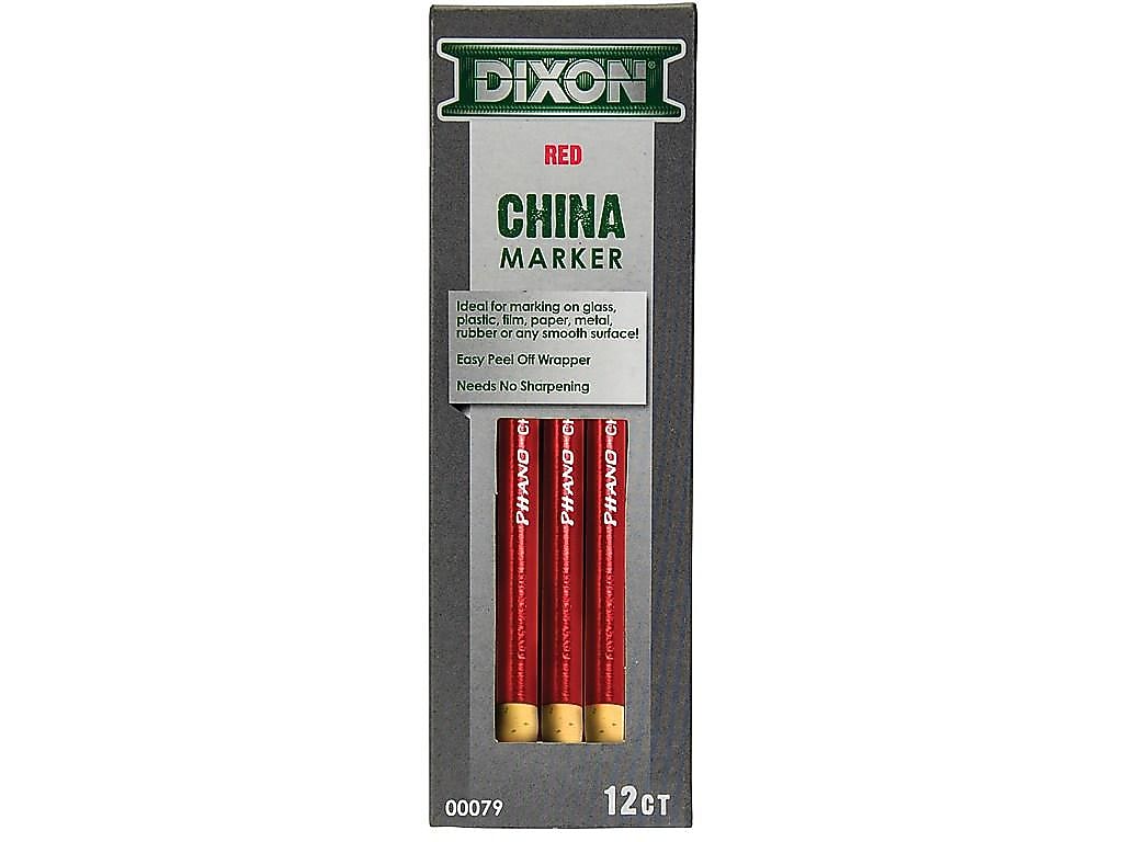 Dixon Phano Bold Tip China Markers, Red, 12/Pack (00079)