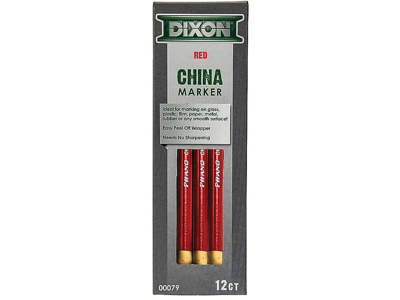 Dixon Phano Bold Tip China Markers, Red, 12/Pack (00079)