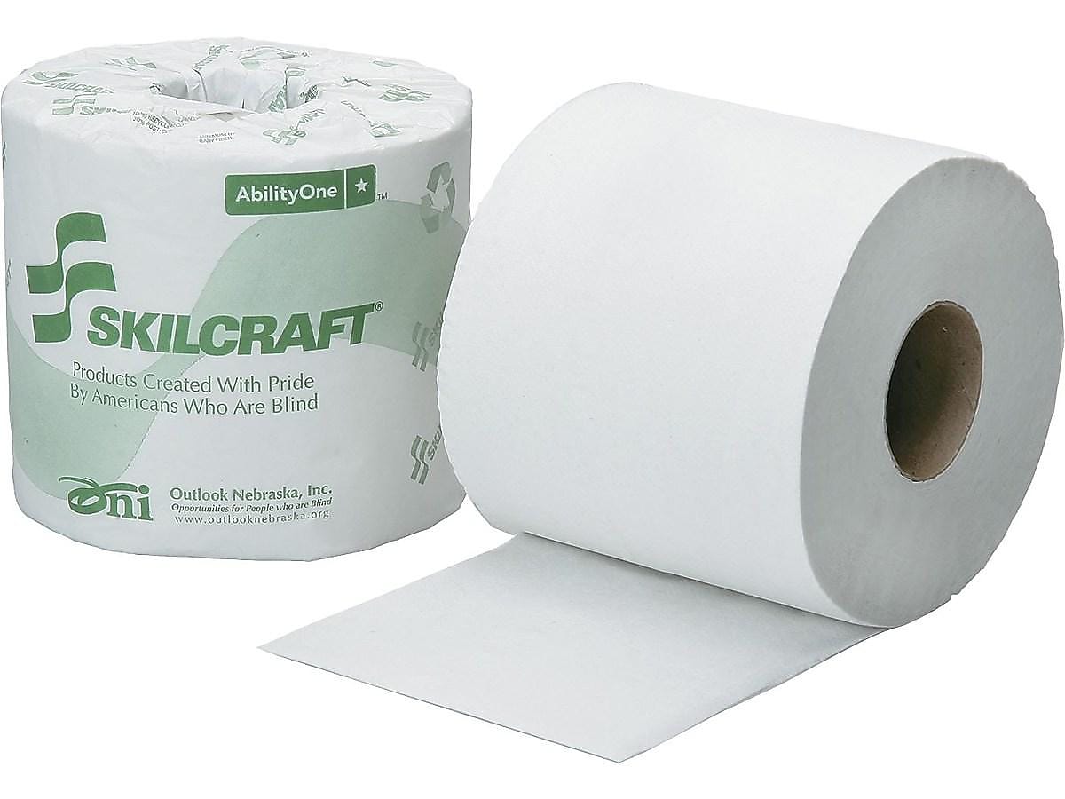 AbilityOne SKILCRAFT 2-Ply Standard Toilet Paper, White, 500 Sheets/Roll, 96 Rolls/Carton (8540-01-630-8729)