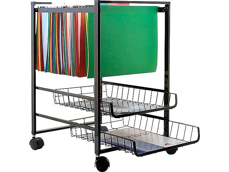 Advantus 2-Shelf Metal Mobile File Cart with Lockable Wheels, Black (AVT34075)
