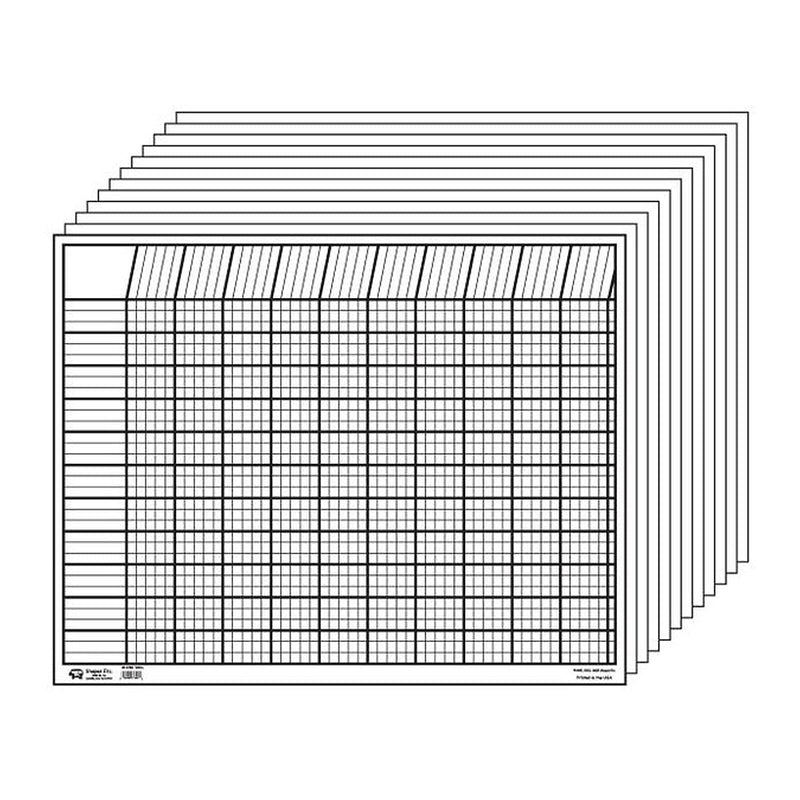 Creative Shapes Horizontal Incentive Charts, White, Set of 12 (SE-346)
