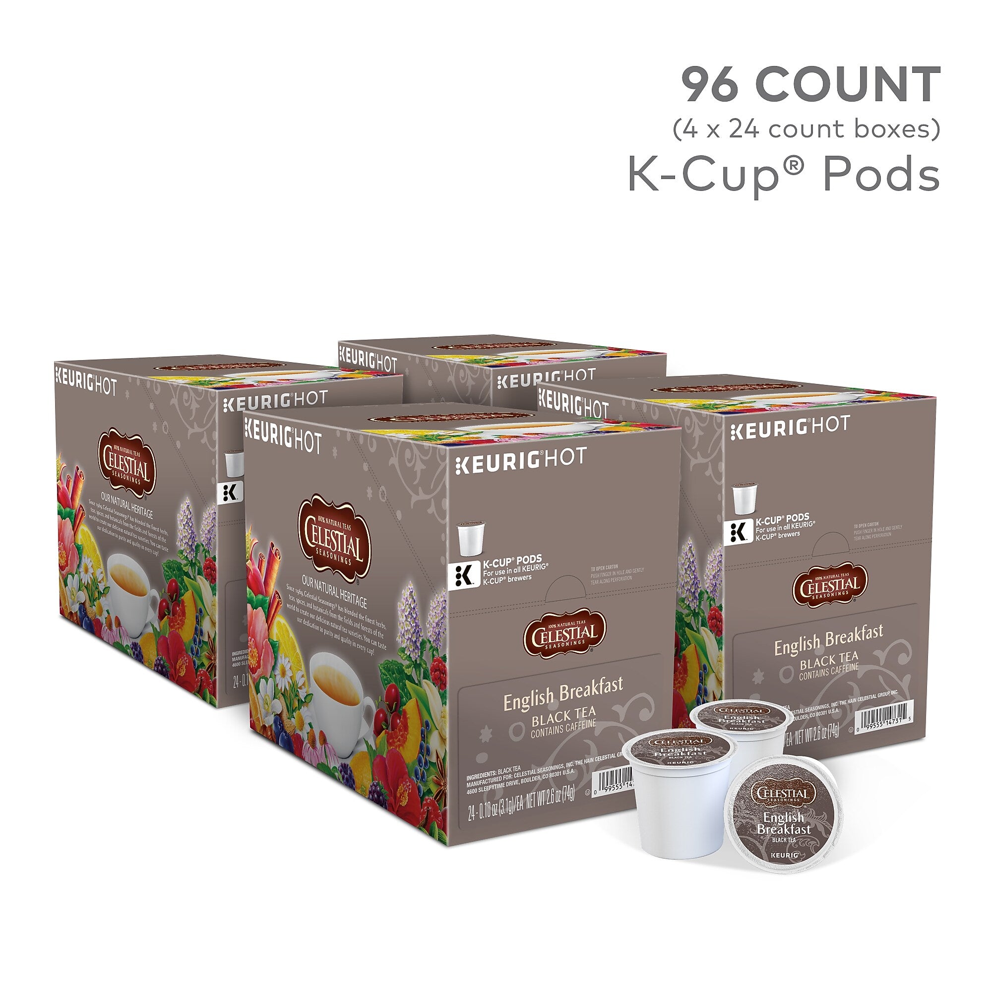 Celestial Seasonings Breakfast Blend Black Tea, Keurig® K-Cup® Pods, 96/Carton (GMT14731CT)