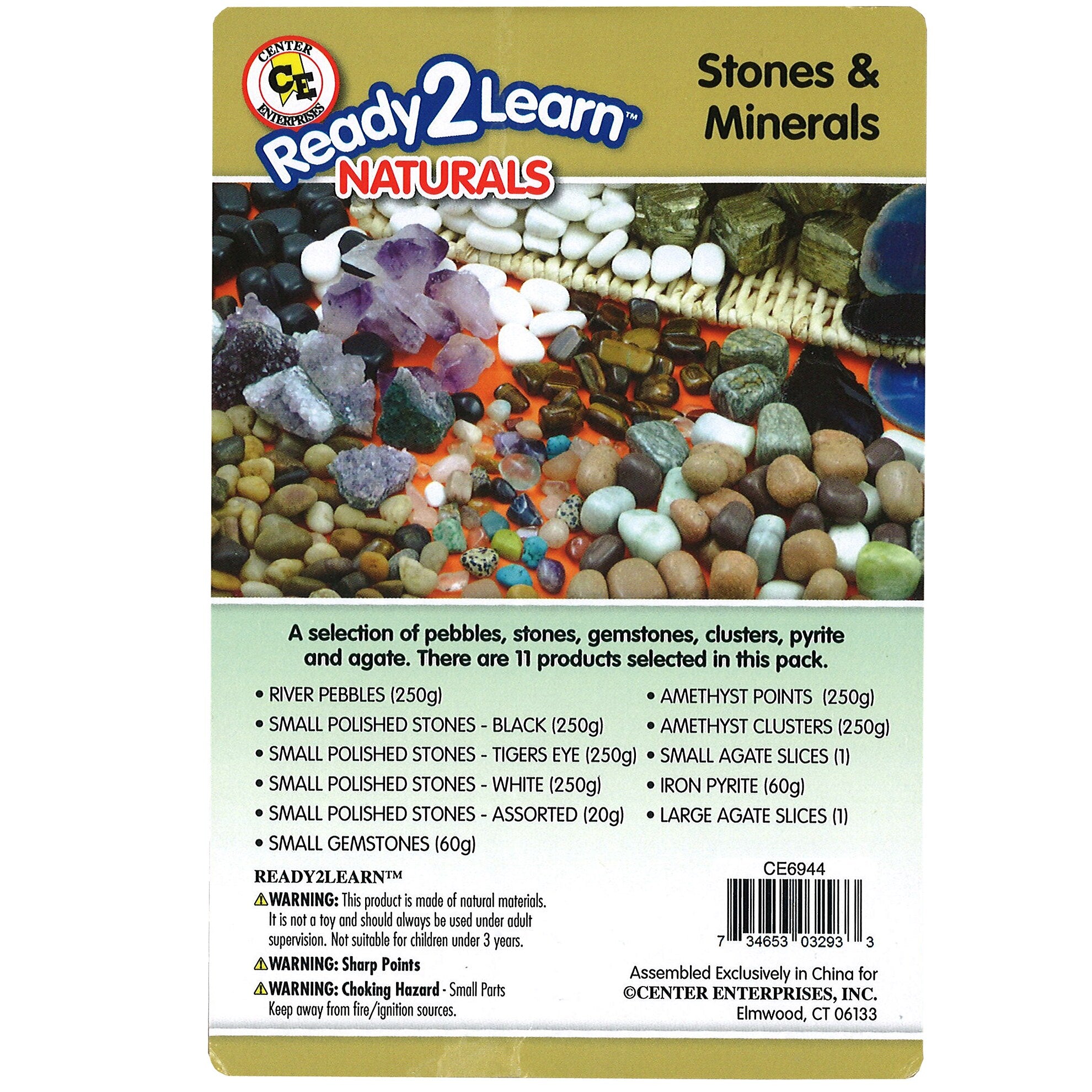 Center Enterprises Ready2Learn Natural Assortments, Stones & Minerals, 11/Pack (CE-6944)
