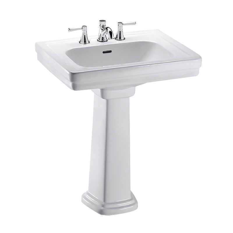Toto Promenade Rectangular Pedestal Bathroom Sink for 8 inch Center Faucets, Cotton White (LPT530.8N#01)