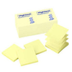 Highland Pop-up Notes, 3" x 3", Yellow, 100 Sheet/Pad, 12 Pads/Pack (6549PUY)