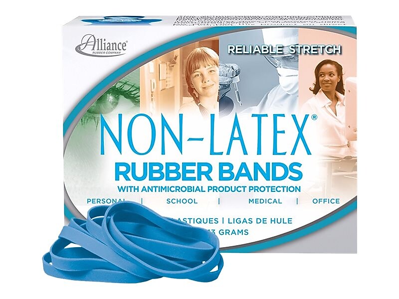Alliance Rubber Non-Latex Multi-Purpose #64 Rubber Bands, 3.5" x 0.25", Non-Latex, Cyan Blue, 95/Pack (42649)