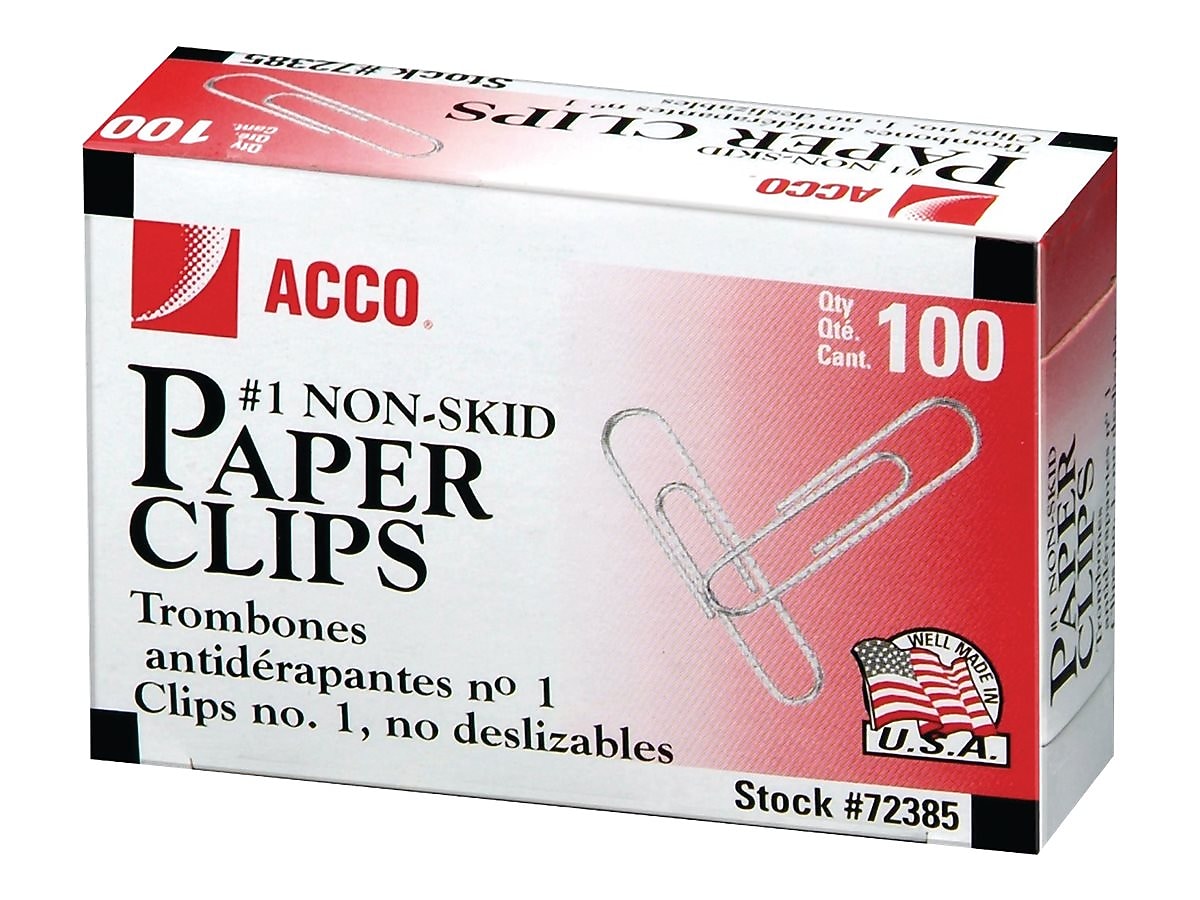 ACCO Economy Standard Paper Clips, Silver, 100 Clips/Box, 10 Boxes/Pack (72385)