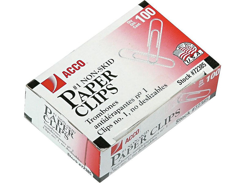ACCO Economy Standard Paper Clips, Silver, 100 Clips/Box, 10 Boxes/Pack (72385)