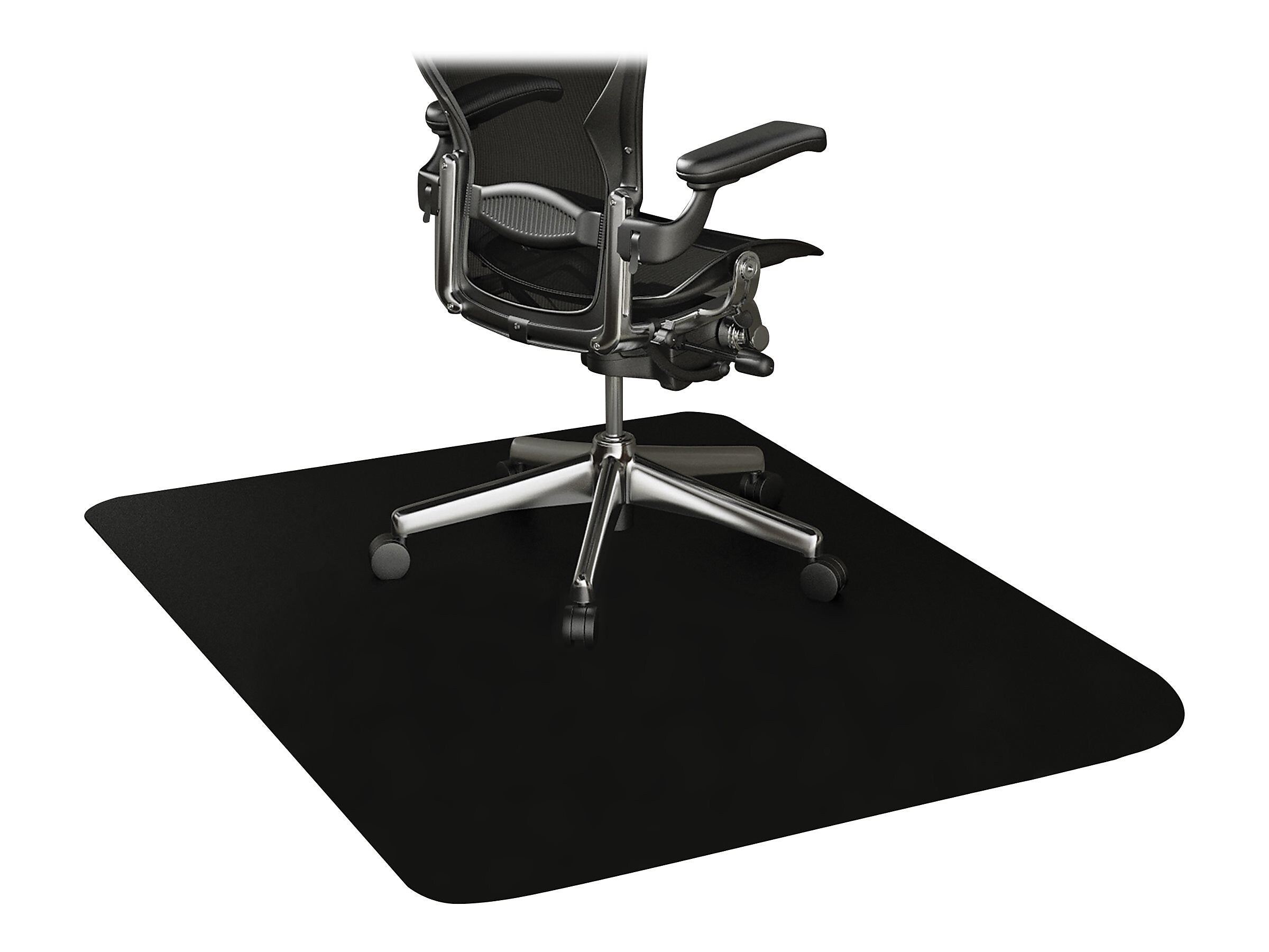 Deflect-O Black Mat Hard Floor Chair Mat, 45" x 53'', Black (CM21242BLKCOM)