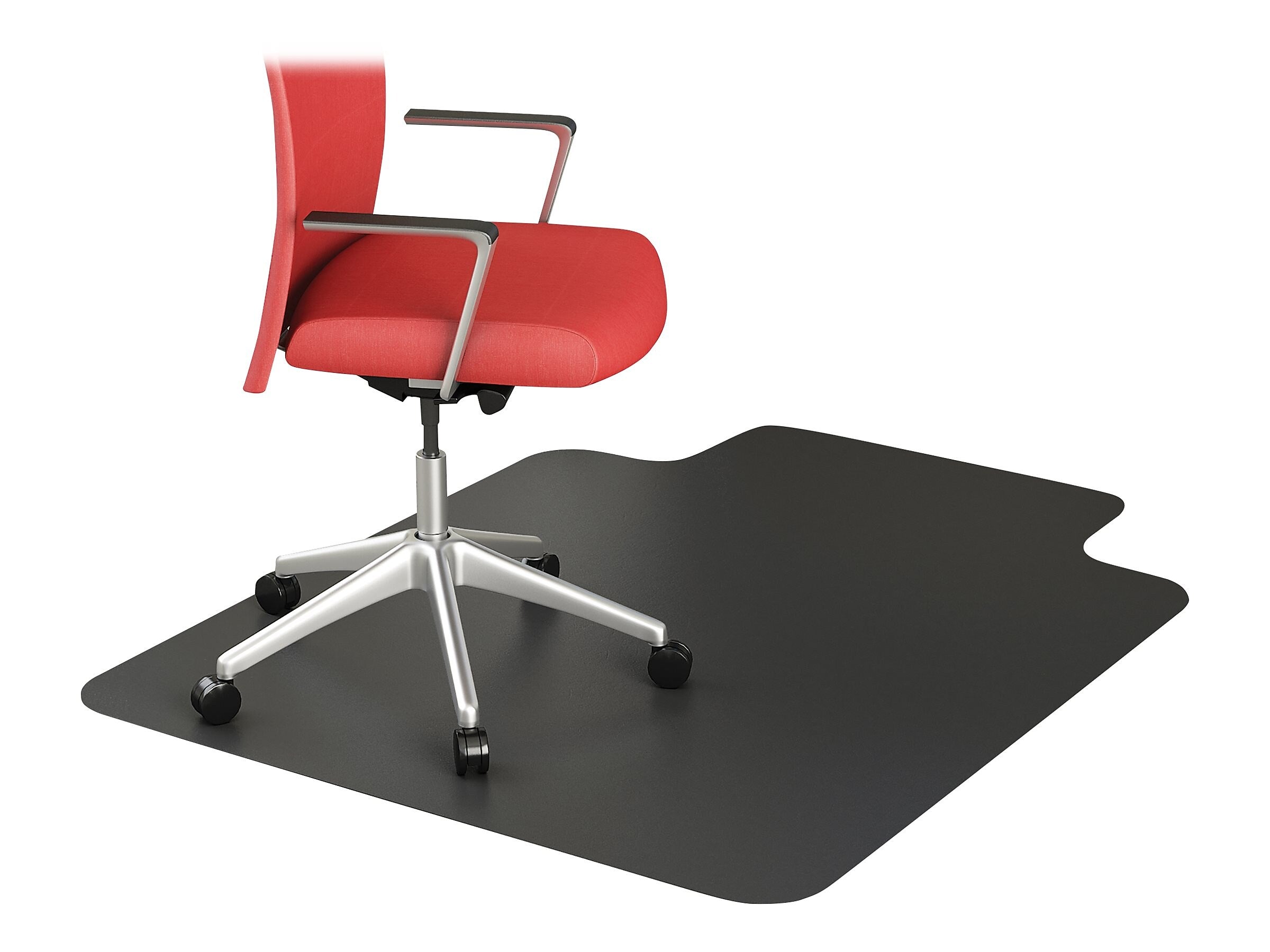 Deflect-O EconoMat Hard Floor Chair Mat with Lip, 45" x 53'', Black (CM21232BLKCOM)