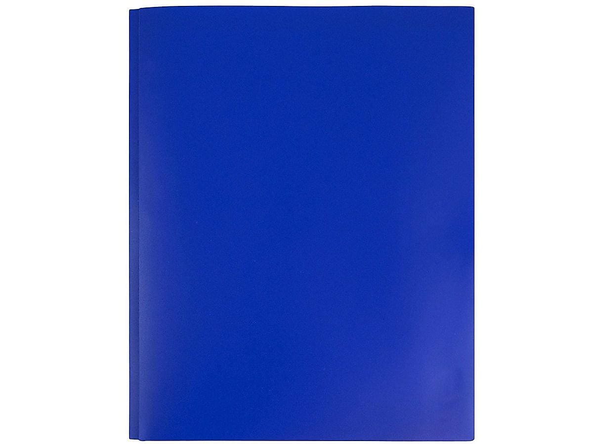 JAM Paper POP 2-Pocket Plastic Folders with Fastener, Deep Blue, 96/Carton (313525335)