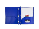 JAM Paper POP 2-Pocket Plastic Folders with Fastener, Deep Blue, 96/Carton (313525335)