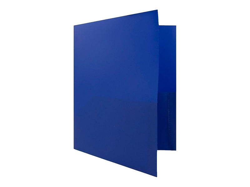 JAM Paper POP 2-Pocket Plastic Folders with Fastener, Deep Blue, 96/Carton (313525335)
