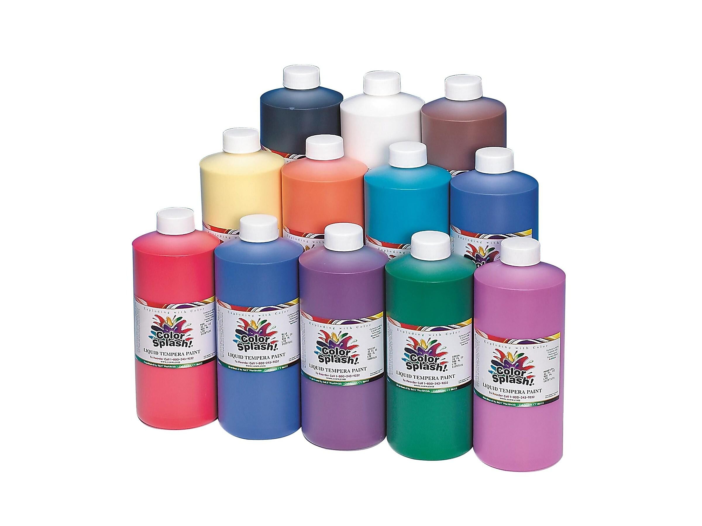 Color Splash Washable Tempera Paints, Assorted, 32 oz., 12/Pack (LT5)
