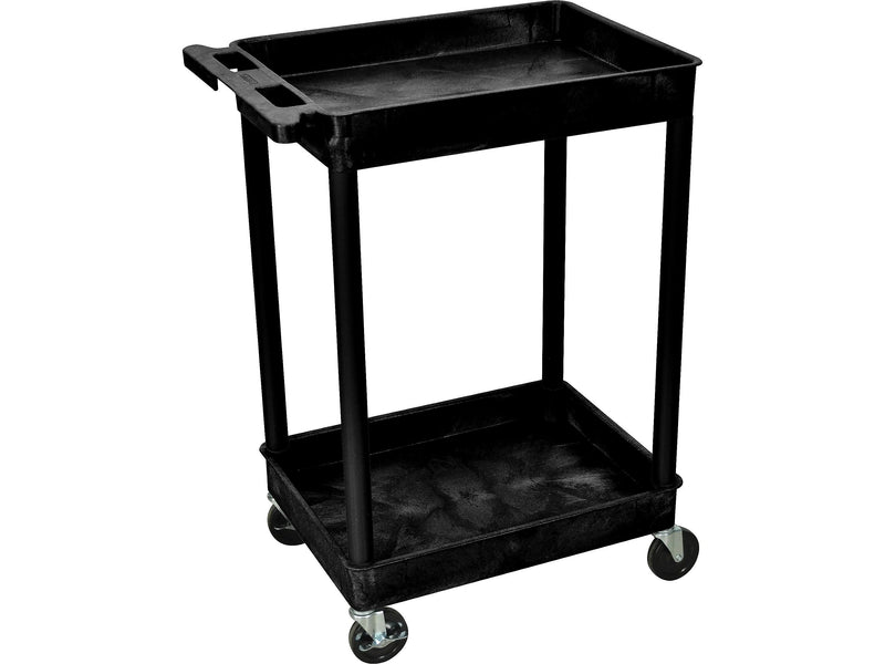 Luxor 2-Shelf Mixed Materials Mobile Utility Cart with Lockable Wheels, Black (STC11-B)