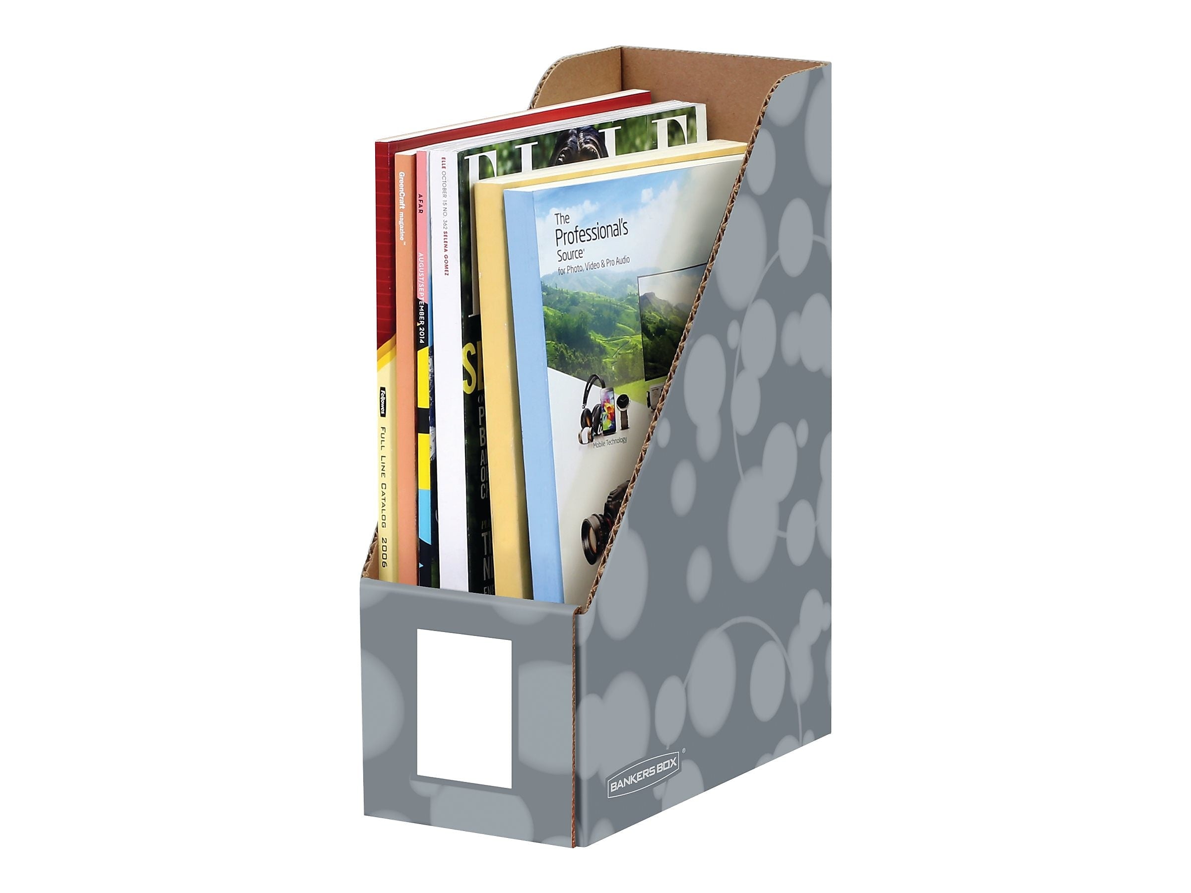 Bankers Box 12" x 4.25" x 9.63" Cardboard Magazine File, Gray, 4/Pack (6170201)