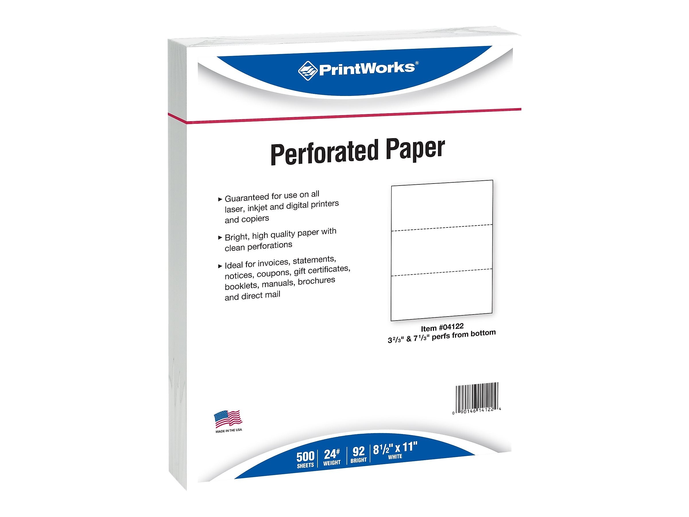 Printworks Professional 8.5" x 11" Multipurpose Paper, 24 lbs., 92 Brightness, 500/Ream, 5 Reams/Carton (04122)