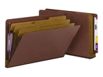 Smead 60% Recycled Pressboard End-Tab Classification Folders , 3" Expansion, Legal Size, 3 Dividers, Red, 10/Box (29865)