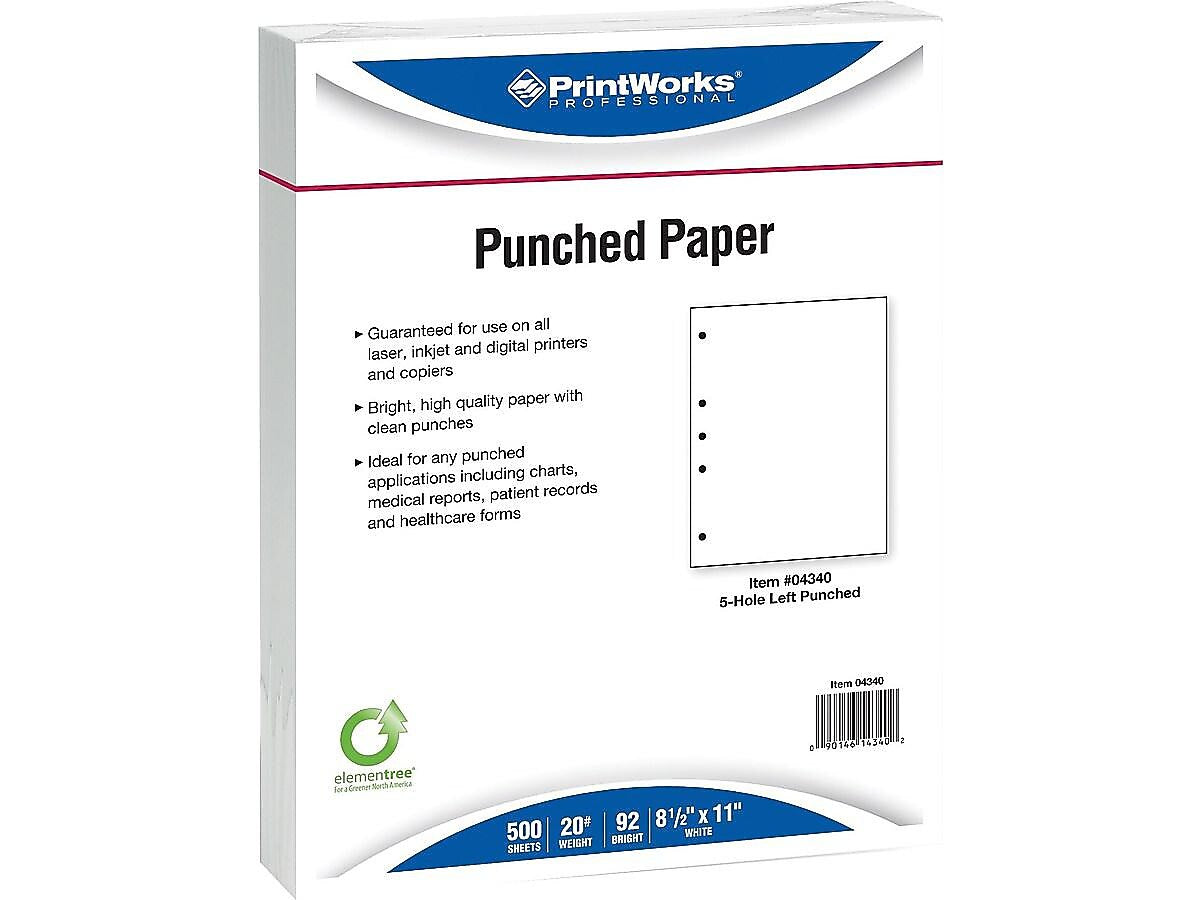 Printworks Professional 8.5" x 11" Multipurpose Paper, 20 lbs., 92 Brightness, 500/Ream, 5 Reams/Carton (04340)