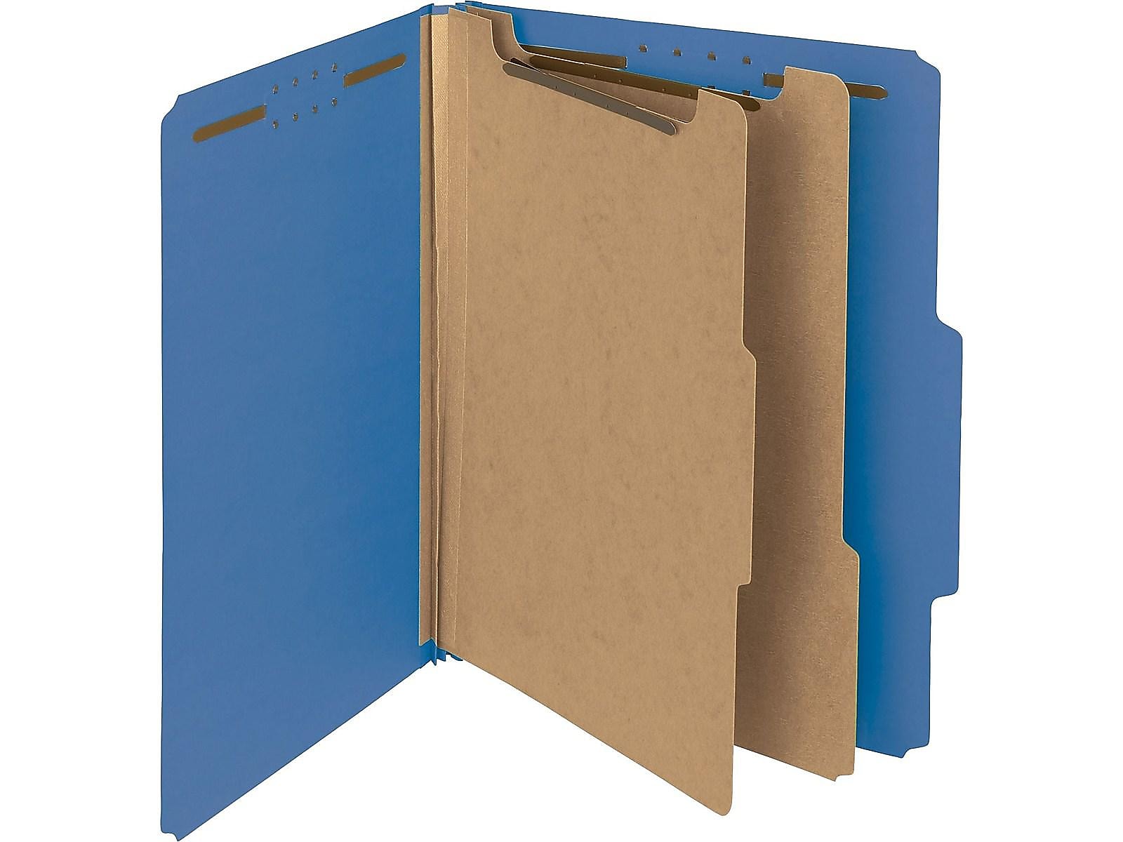 Smead Heavy Duty Pressboard Classification Folder, 2-Dividers, 2" Expansion, Letter Size, Dark Blue, 10/Box