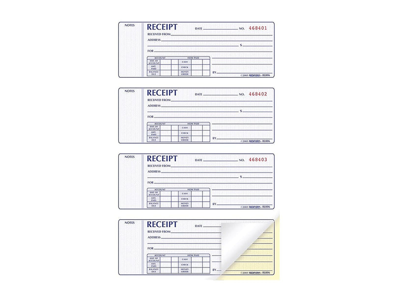 Rediform 2-Part Carbonless Money Receipt Book, 2.75" x 7", 200/Pack (8L806)