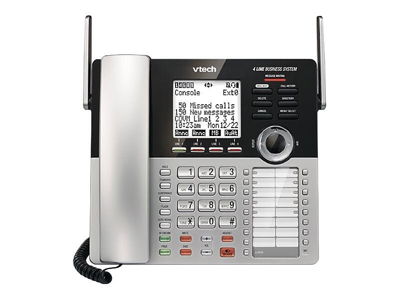 VTech Small Business System 80-0328-00 4-Line Cordless Phone, Silver/Black