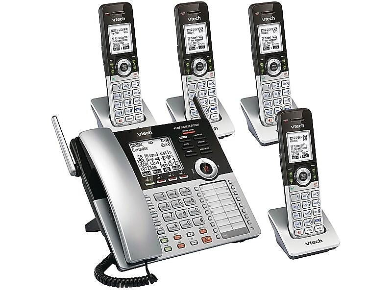 VTech Small Business System 80-0328-00 4-Line Cordless Phone, Silver/Black