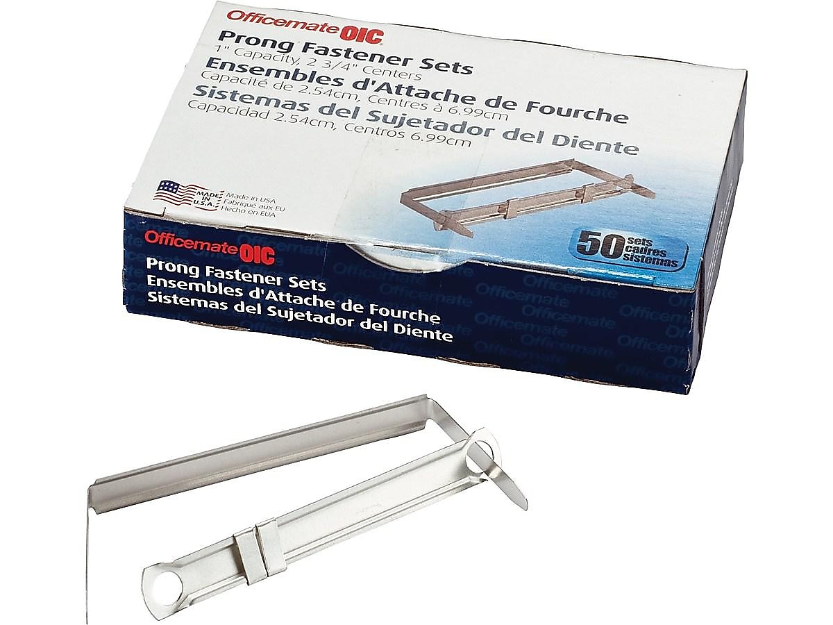 Officemate Non-Adhesive Prong Fastener, 1" Capacity, Silver (OIC99851)