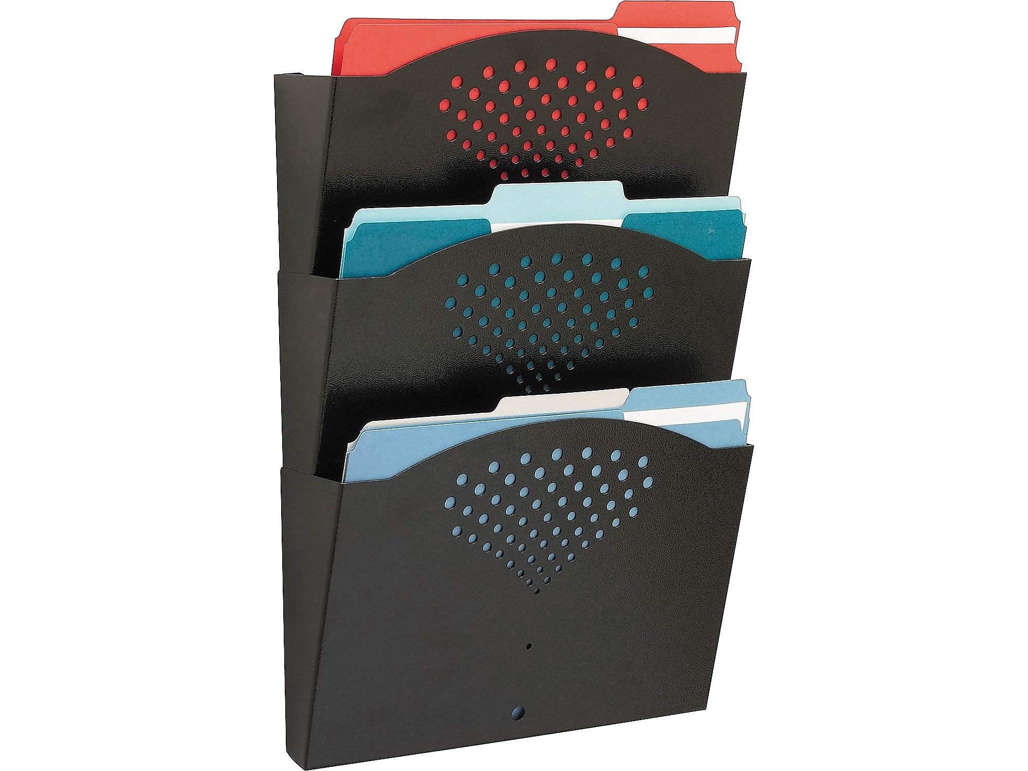 Safco 3-Pocket Steel Wall File, Letter Size, Black (3172BL)