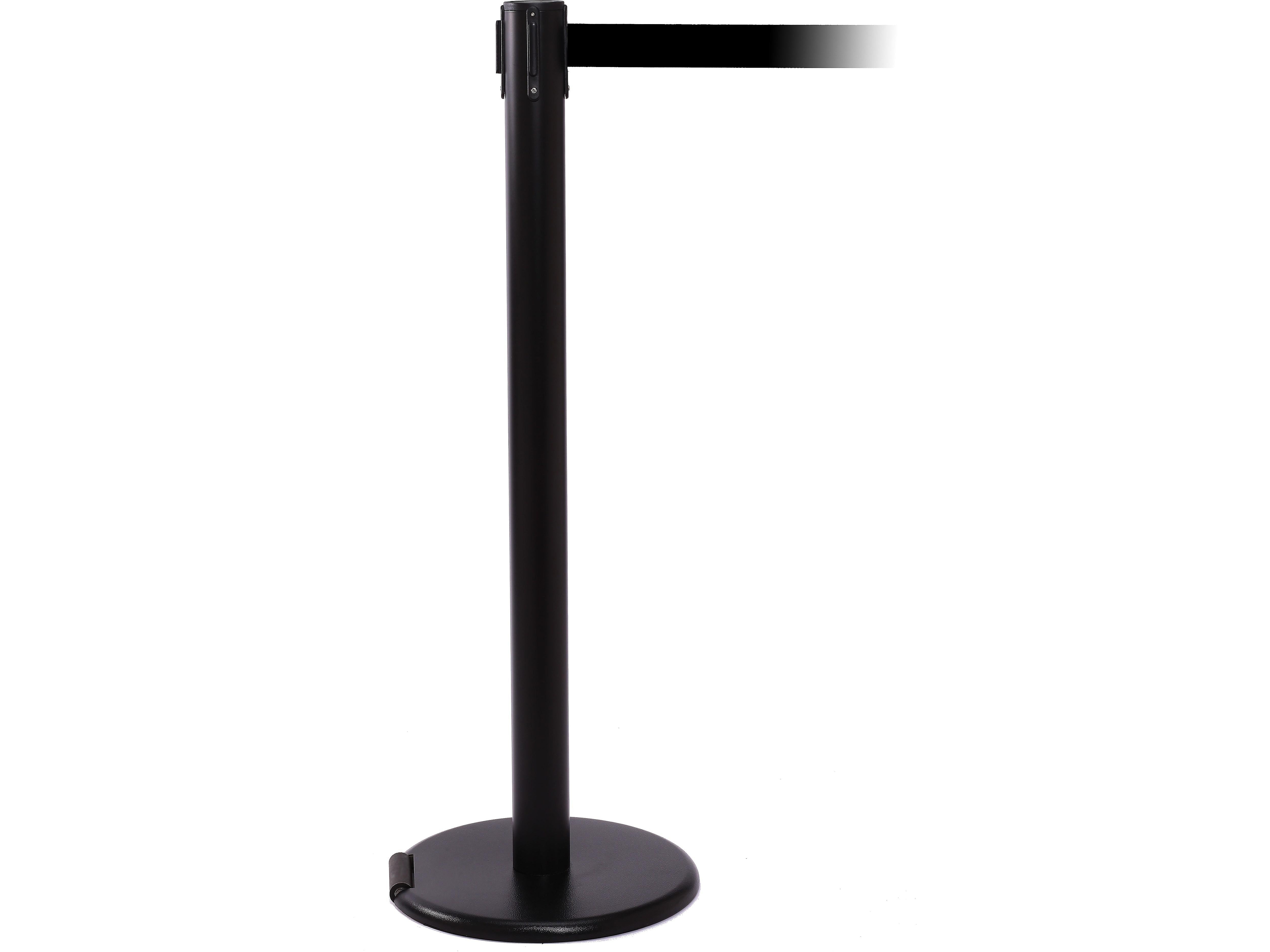 RollerPro 250 Black Rolling Retractable Belt Barrier with 11' Black Belt (ROL250B-BK)