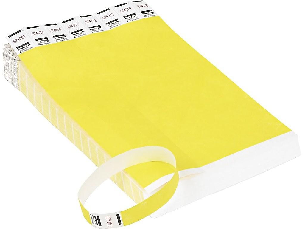 Advantus Sequentially Numbered Crowd Control Wristbands, Yellow, 500/Pack (AVT75512)
