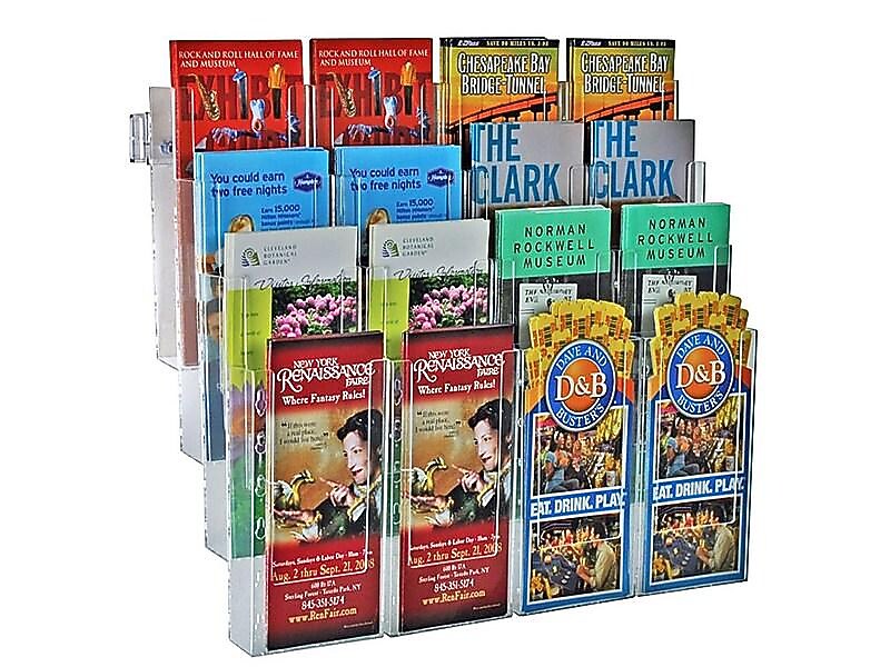 Azar Brochure Holder, 18" x 21.25", Vertical, Wall Mounted, Clear, Plastic (252324)