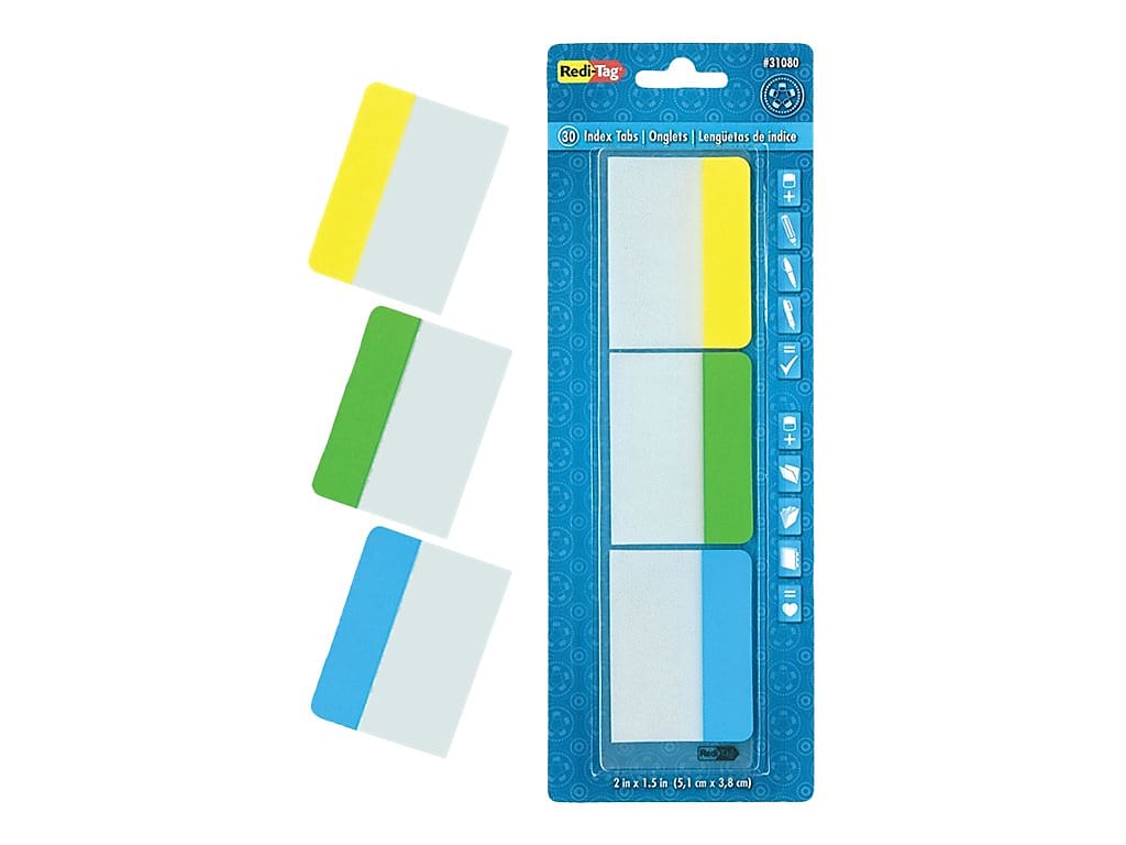 Redi-Tag Tabs, Assorted Colors, 1.5" Wide, 30/Pack (31080)