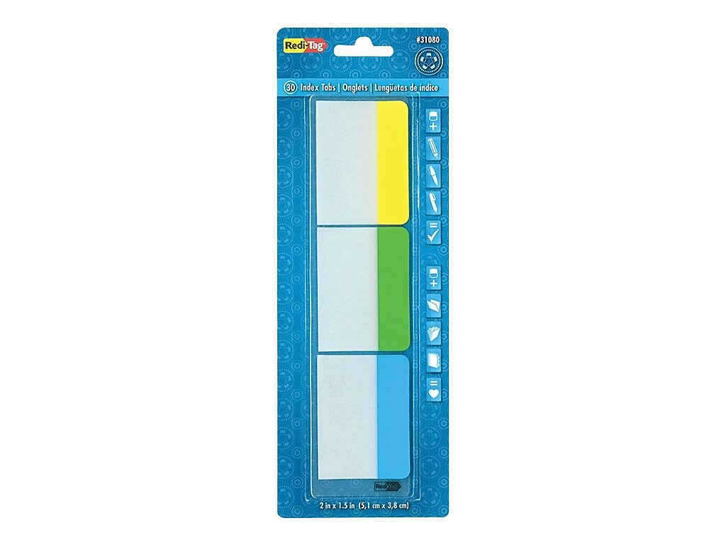Redi-Tag Tabs, Assorted Colors, 1.5" Wide, 30/Pack (31080)