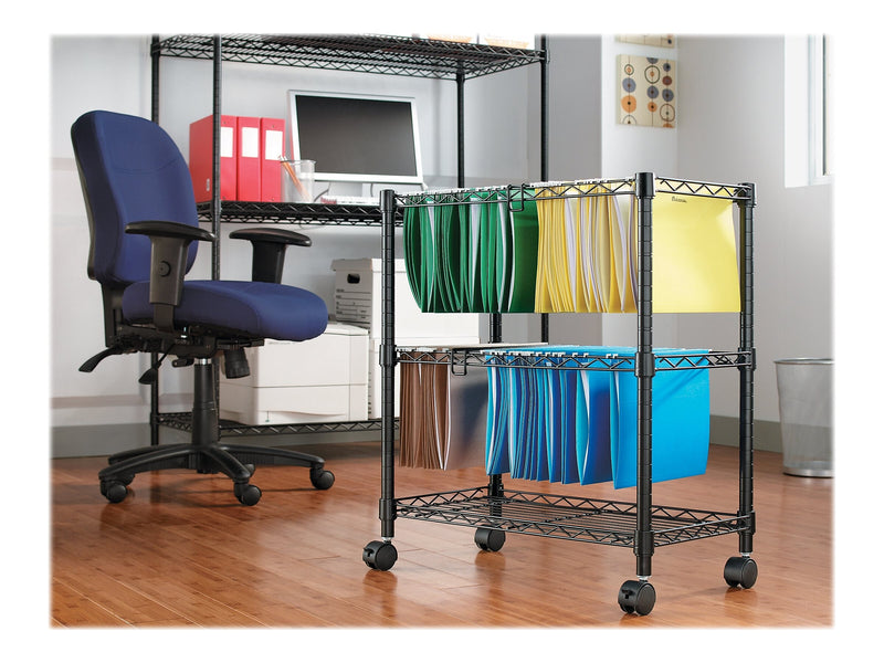 Alera Wire Mobile File Cart with Lockable Wheels, Black (ALEFW601426BL)