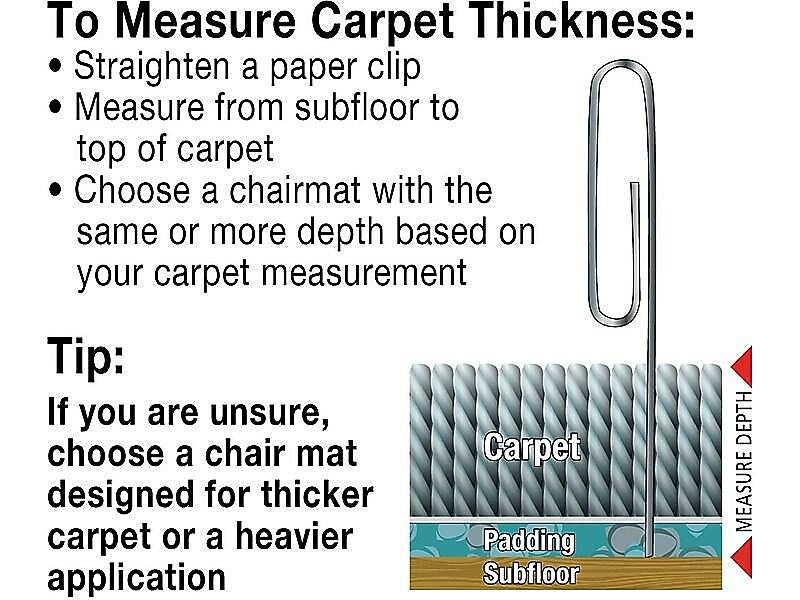 Deflect-O DuraMat Carpet Chair Mat with Lip, 45" x 53'', Low-Pile, Clear (DEFCM13233)