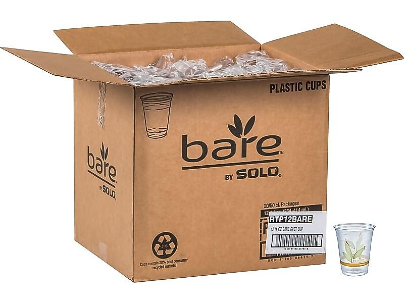 Solo Bare® Eco-Forward® Cold Cups, 12 Oz., Ultra Clear™, 1000/Carton (RTP12)