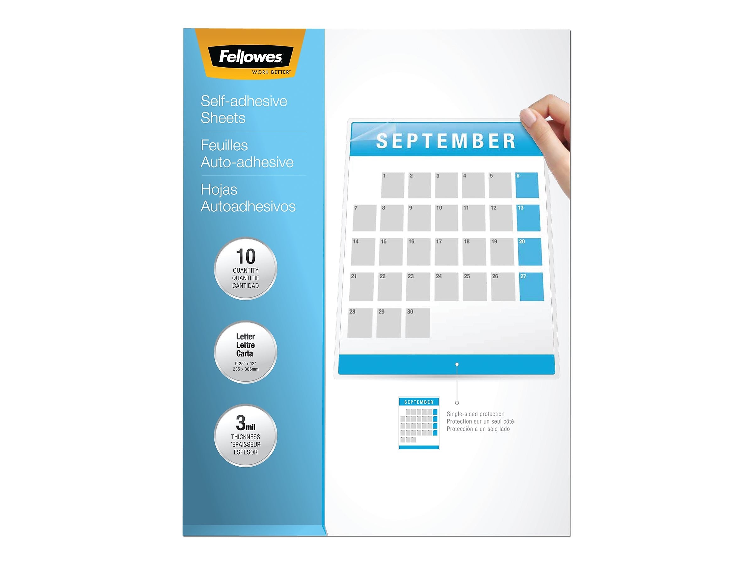 Fellowes Self-Adhesive Laminating Sheets, Letter Size, 9" x 12", 10/Pack (5221501)