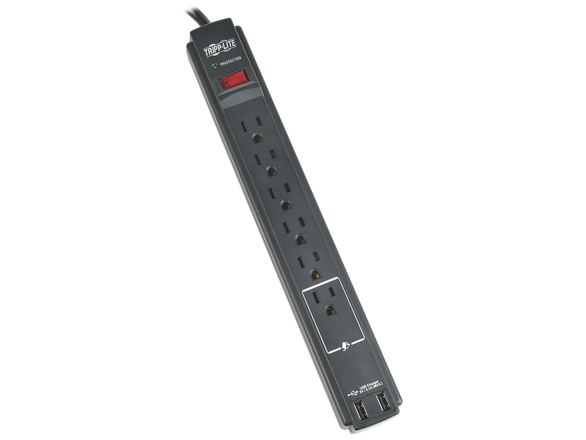 Tripp Lite Protect It! 6-Outlet Surge Protector, 6' Cord (TLP606USBB)