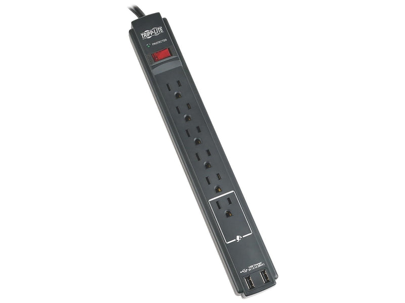 Tripp Lite Protect It! 6-Outlet Surge Protector, 6' Cord (TLP606USBB)